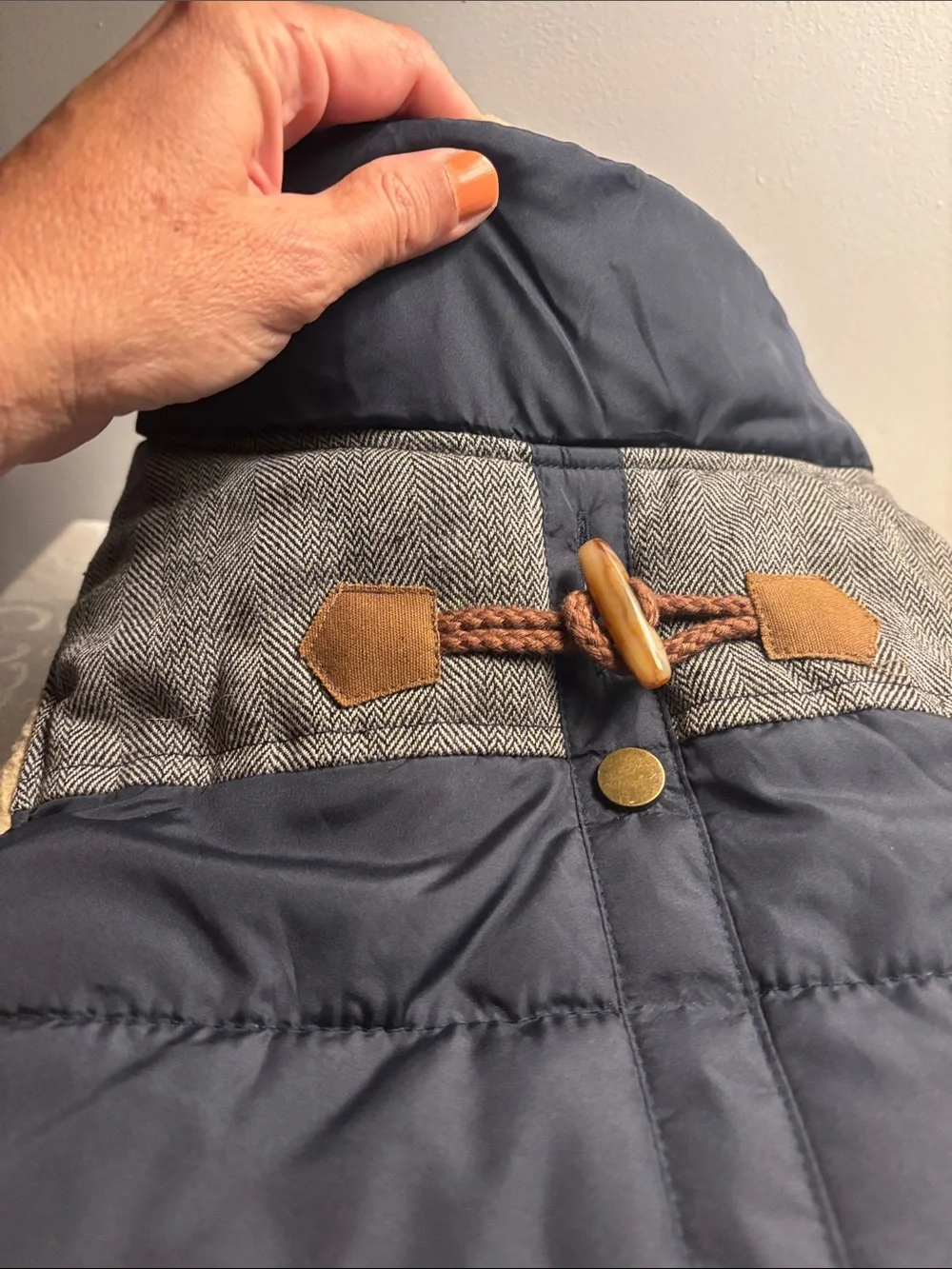 Plush-Lined Navy Dog Winter Coat with Hood